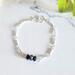Black Pearl and Blue Goldstone Sterling Silver Bracelet